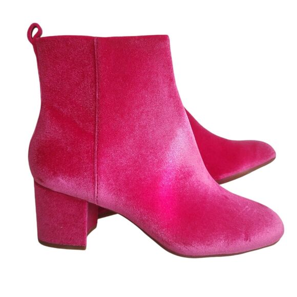 Gianni Bini Jaydenn Pink Velvet Block Heel Booties Leather Boots Size 6.5 NWT - Picture 3 of 12